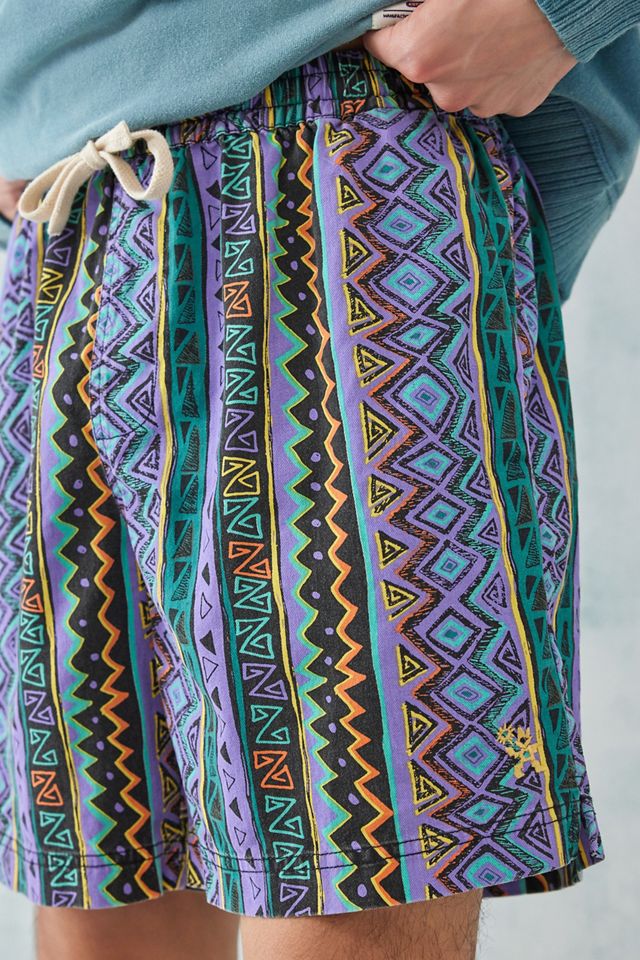 UO Nomad Pantaloncini Twill Geometric Stripe Viola  #1
