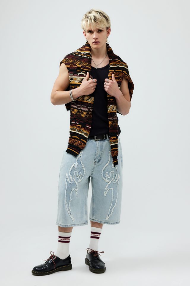 Ed Hardy UO Exclusive Light-Wash Applique Denim Shorts  #4