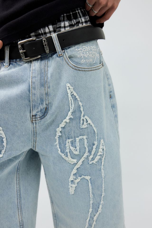 Ed Hardy UO Exclusive Light-Wash Applique Denim Shorts  #5