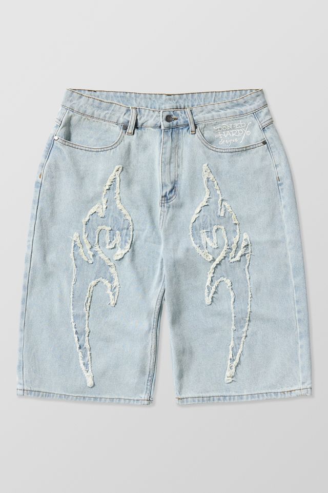 Ed Hardy UO Exclusive Light-Wash Applique Denim Shorts  #6
