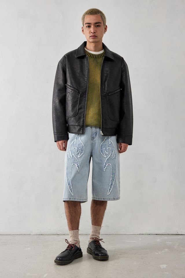 Ed Hardy UO Exclusive Light-Wash Applique Denim Shorts  #3