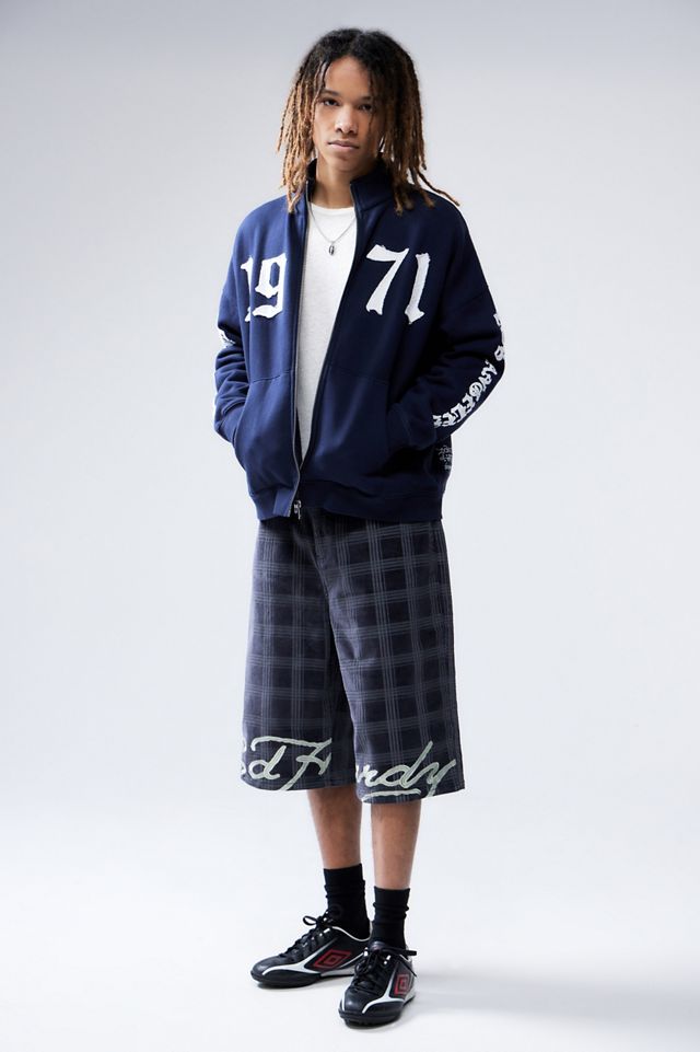 Ed Hardy Pantalones cortos con dobladillo con logotipo de pana estampado exclusivo de UO #2