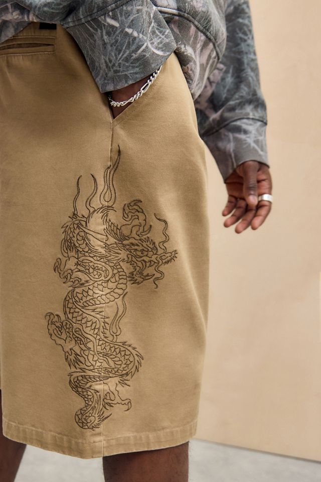 Ed Hardy Pantalones Cortos Chinos de Dragón Color Canela Exclusivos de UO #3