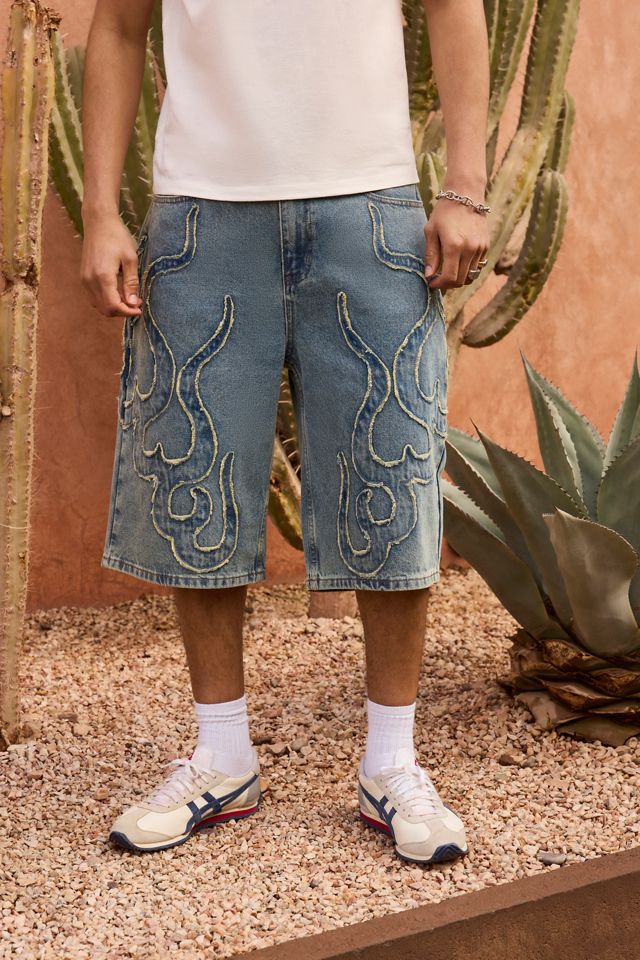 Ed Hardy UO Exklusive Shorts mit blauer Flammenapplikation #2