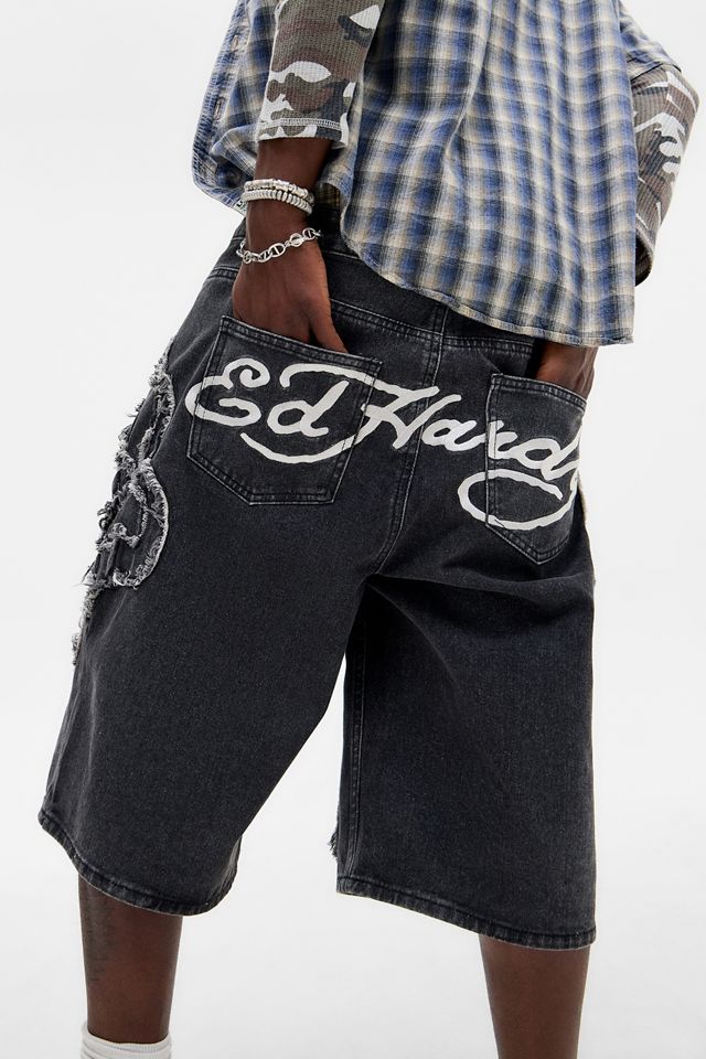 Ed Hardy UO Exclusive Black Flame Appliqué Shorts #7
