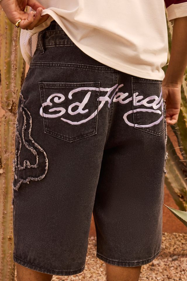 Ed Hardy UO Exclusive Black Flame Appliqué Shorts #1