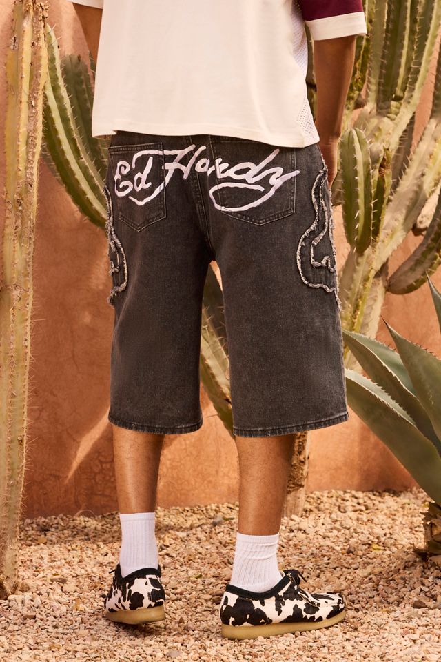 Ed Hardy UO Exclusive Black Flame Appliqué Shorts #2