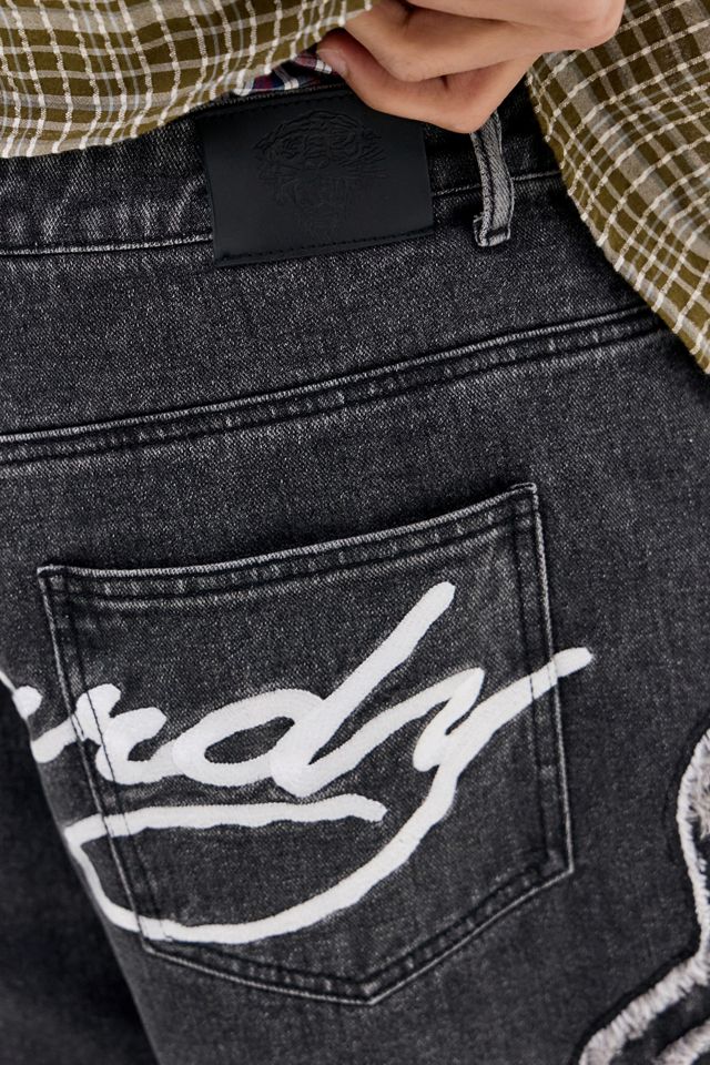 Ed Hardy UO Exclusive Black Flame Appliqué Shorts #4