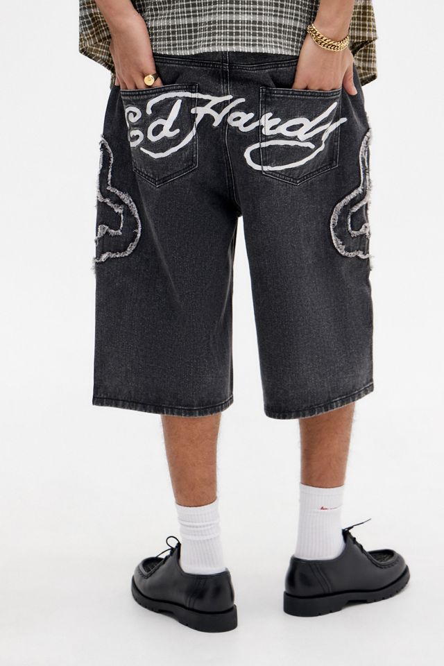 Ed Hardy UO Exclusive Black Flame Appliqué Shorts #5