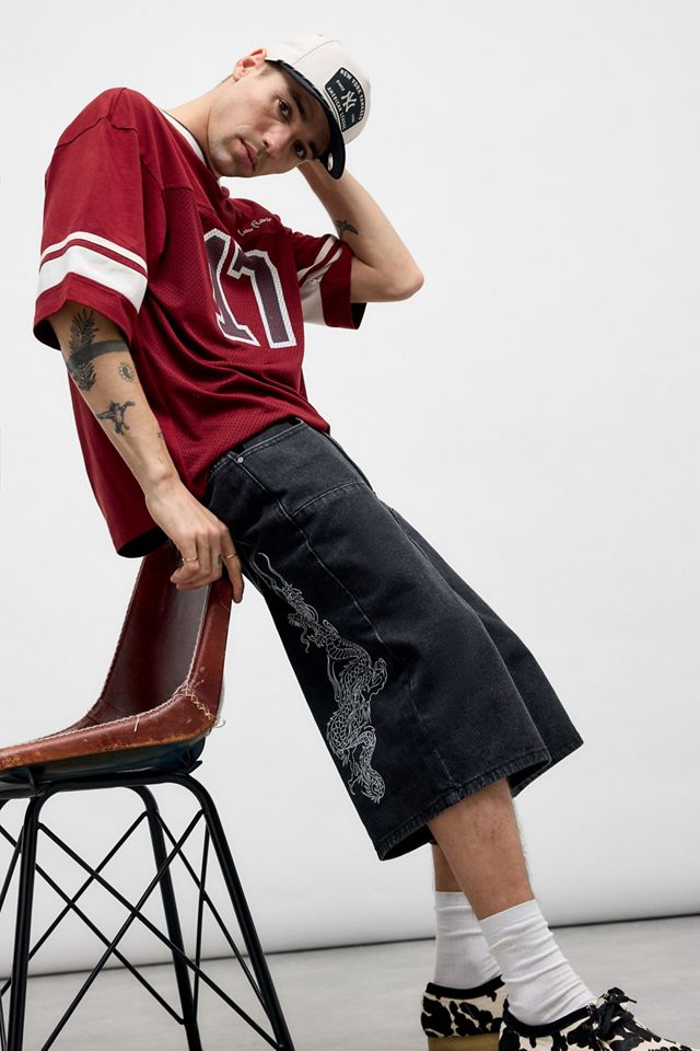 Shorts Negros Ed Hardy UO Exclusive con Dragón en la Rodilla Doble #3