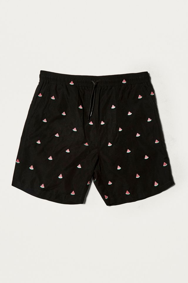 UO Watermelon Embroidered Black Swim Shorts #1