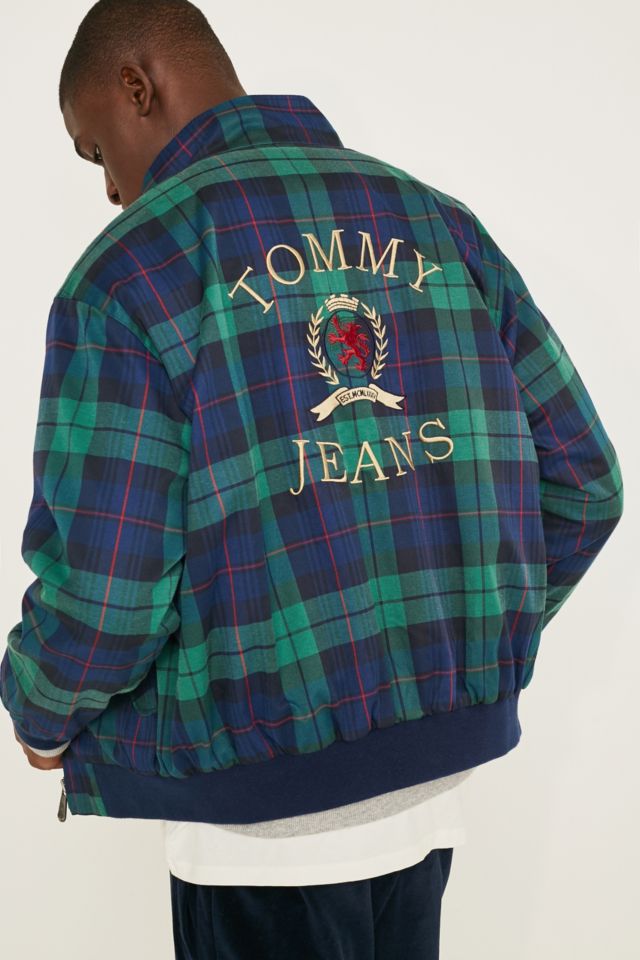 tommy jeans plaid crest harrington jacket