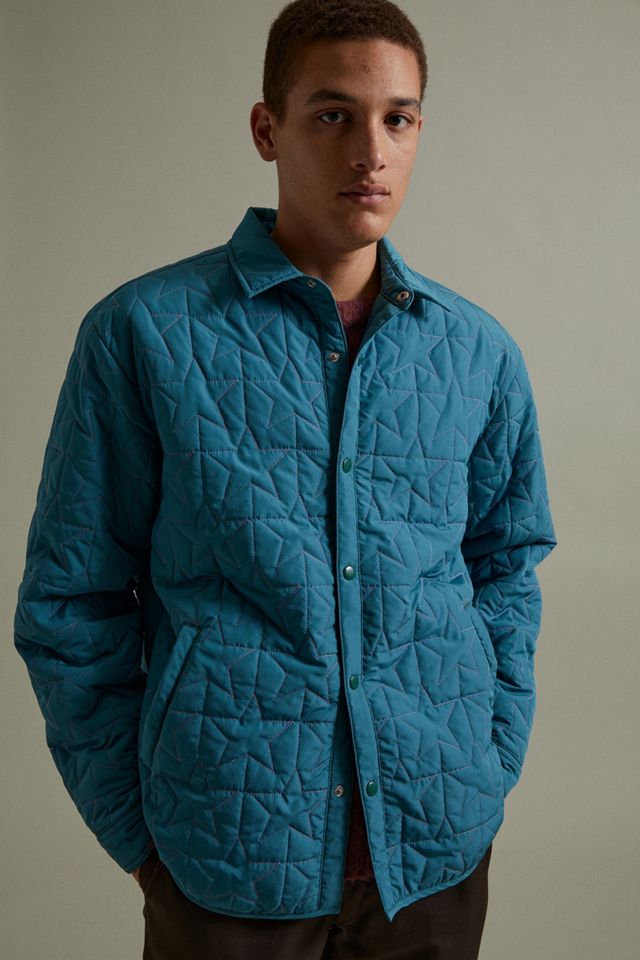 UO Blue Quilted Pattern Shirt Jacket 
