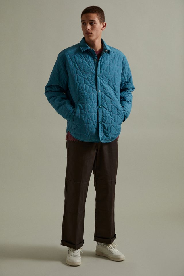 UO Blue Quilted Pattern Shirt Jacket  #1