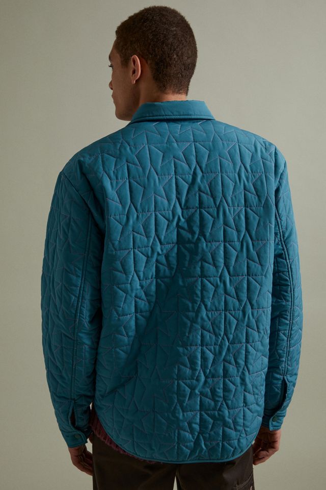 UO Blue Quilted Pattern Shirt Jacket  #2