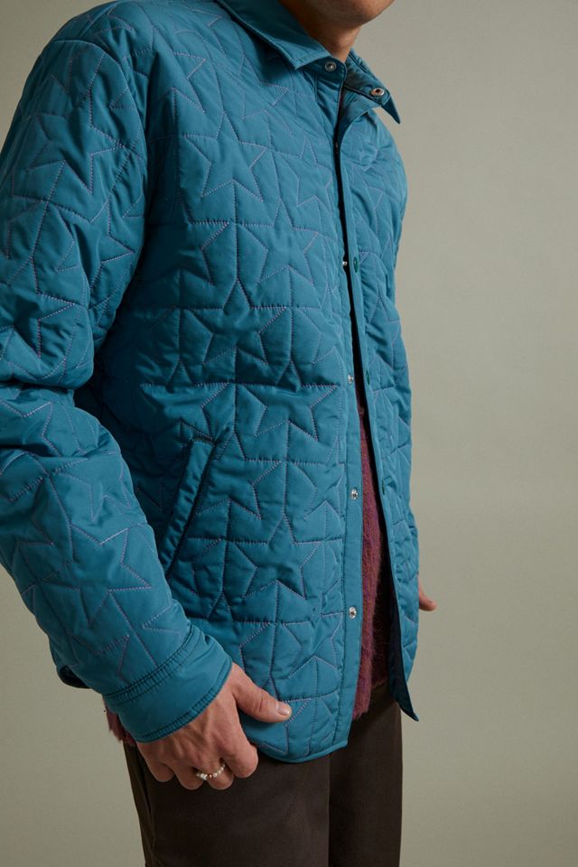 UO Blue Quilted Pattern Shirt Jacket  #3