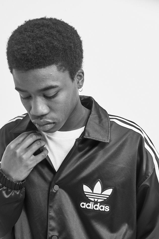 Adidas Black Satin Coach Chaqueta #1