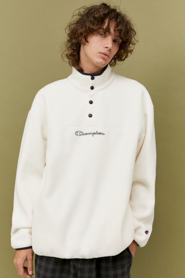 Champion uo exclusive ecru sale polar fleece mock neck sweatshirt