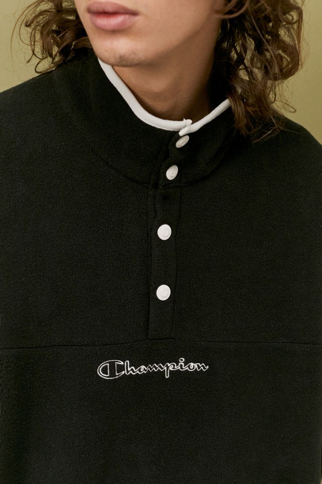 Champion Black Popover Polar Fleece Sweatshirt #2