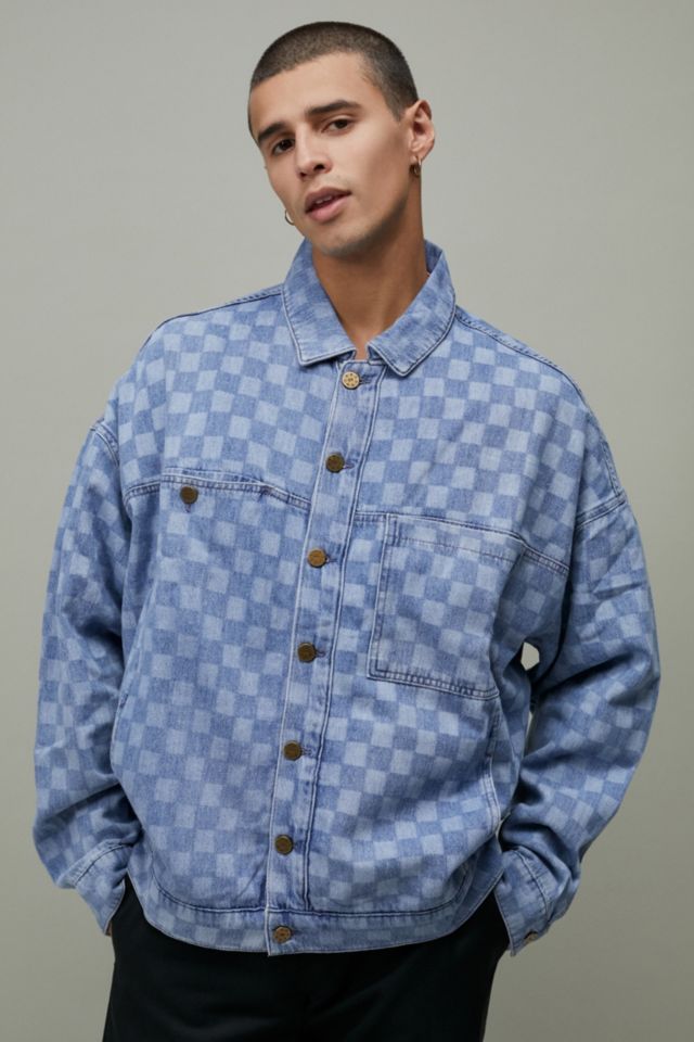 Checkered jean outlet jacket