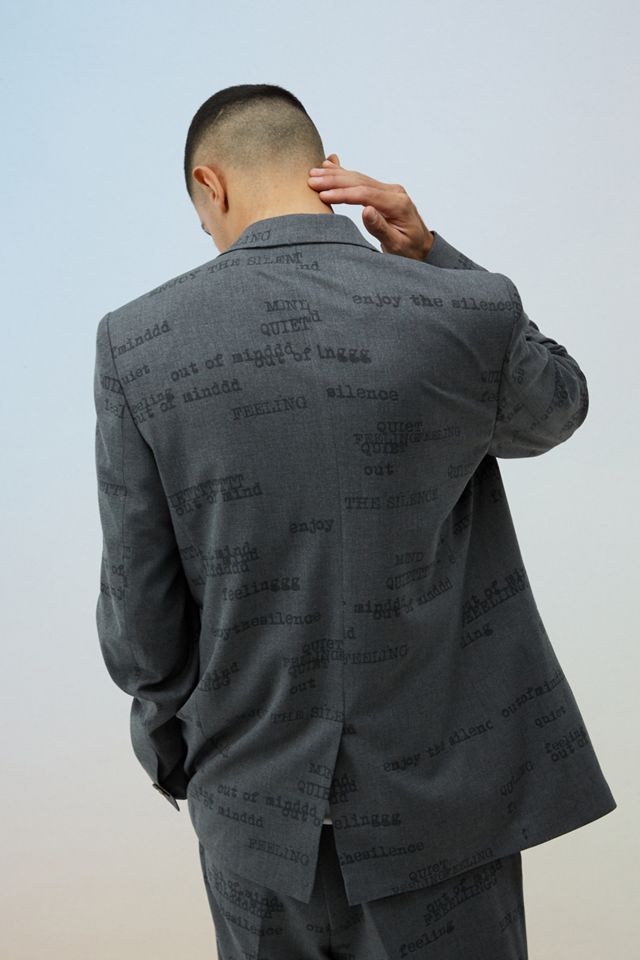 Jaded London Grey Printed Typewriter Blazer