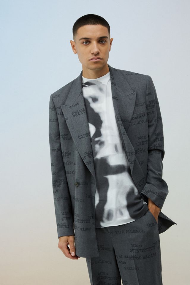 Jaded London Grey Printed Typewriter Blazer #2