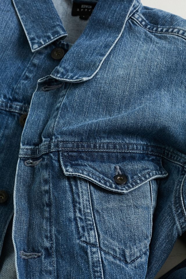 Edwin High Road Stone Wash Denim Trucker Jacket #1