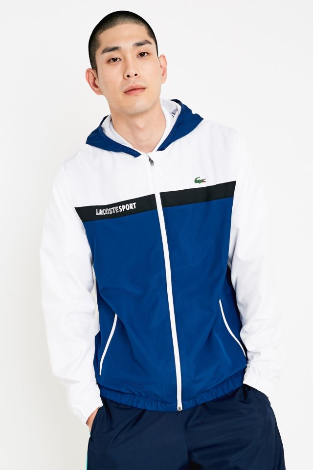 Lacoste blue store and white jacket