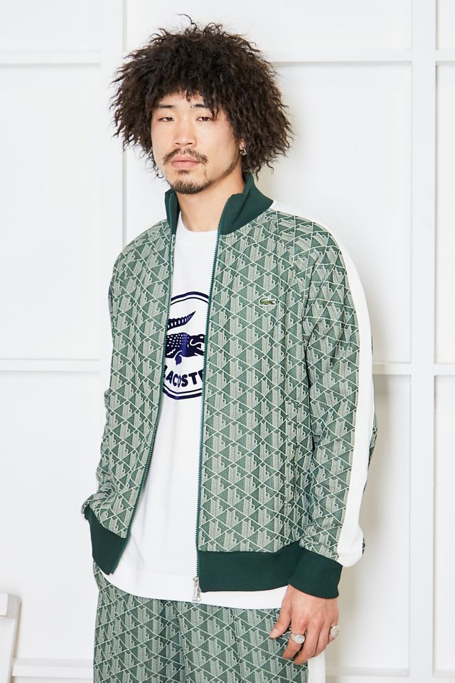 NEW Lacoste LIVE Monogram Patterned Jacquard Cardigan Sweater