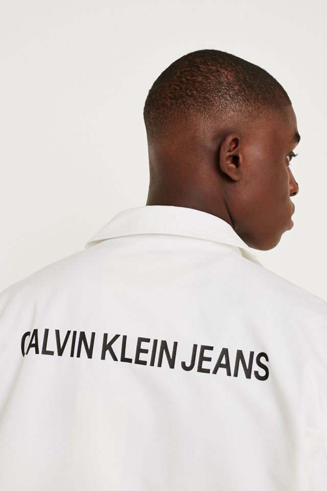 Calvin Klein Jeans Logo White Coach Jacket #1