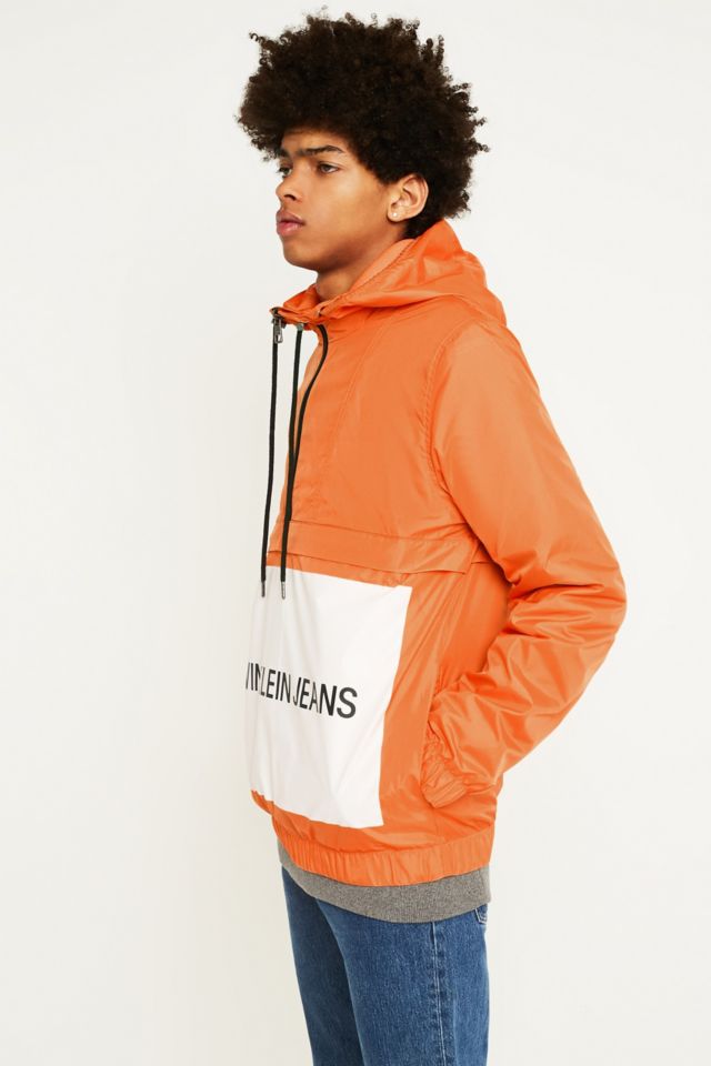 Calvin klein jeans 2025 orange logo popover jacket