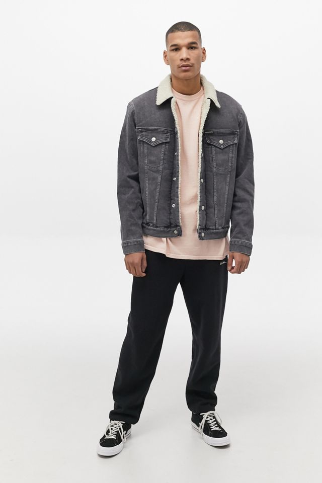 Calvin Klein Washed Black Denim Sherpa Jacket #2
