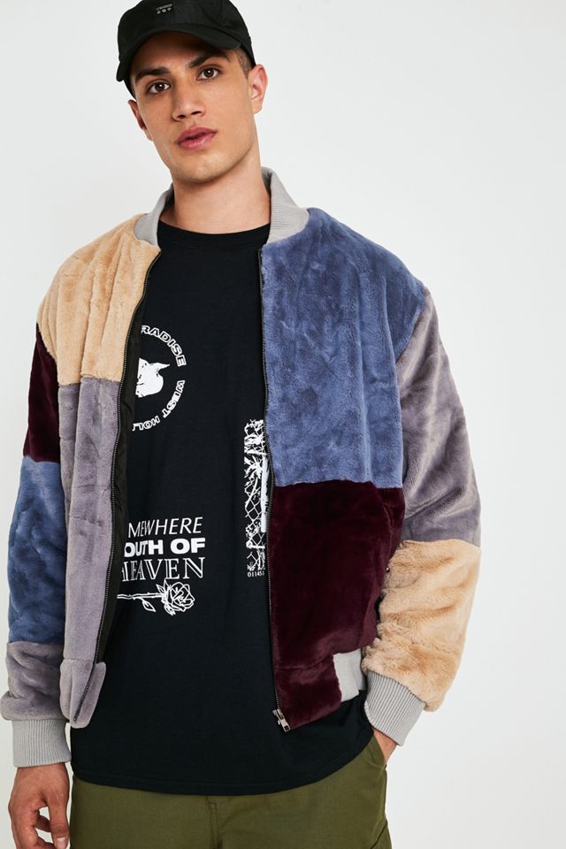 Il bomber in pelliccia sintetica patchwork New County #1