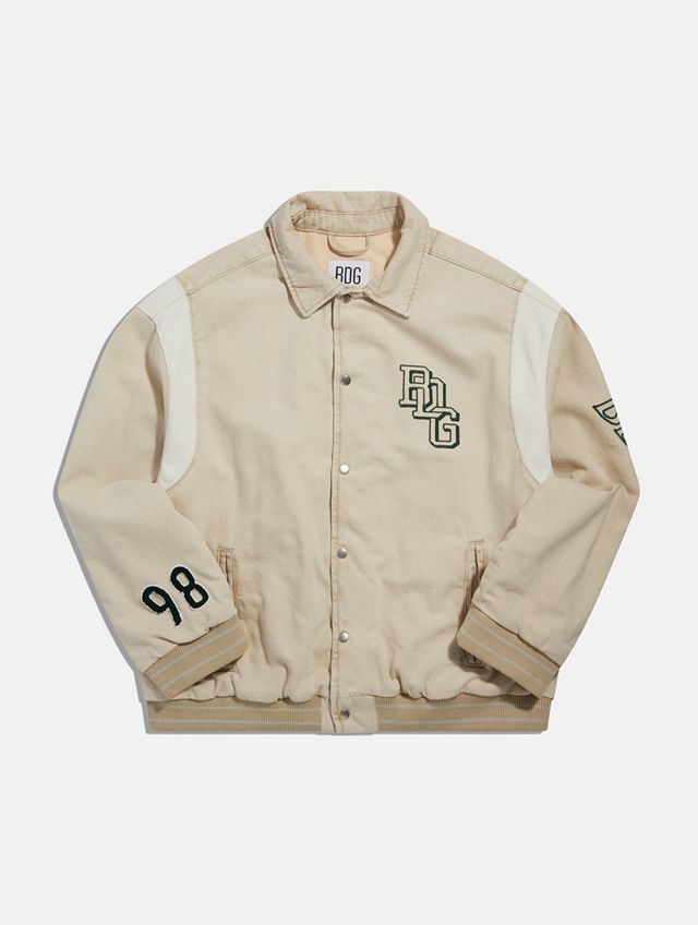 BDG Ecru Denim Varsity Jacket #4