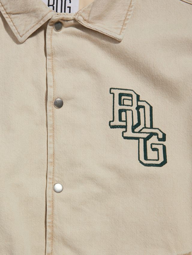 BDG Ecru Denim Varsity Jacket #6