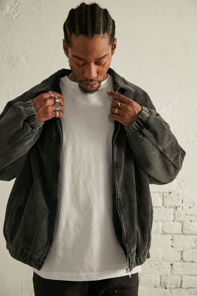 BDG Washed Black Corduroy Harrington Jacket