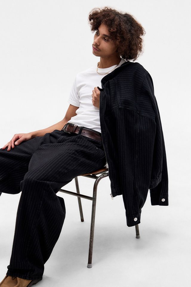 BDG Black Tony Stripe Harrington Jacket #1