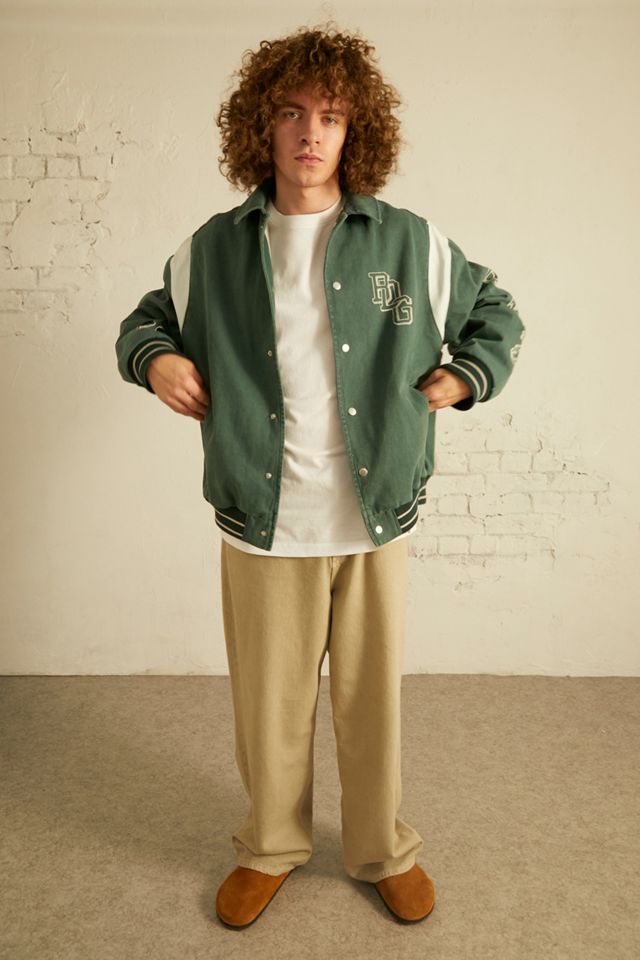 BDG Green Twill Varsity Jacket  #1