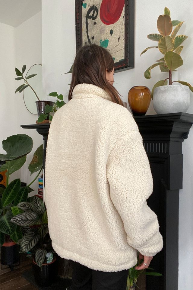 UO Ecru Sherpa Bomber Jacket #1