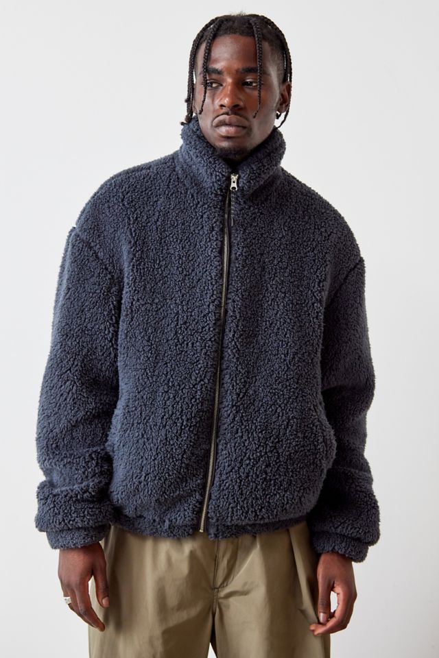 UO Washed Black Sherpa Fleece | Urban Outfitters UK