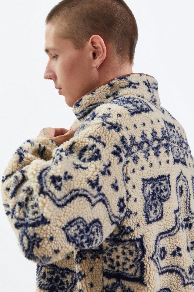 BDG Damask Tan Sherpa Fleece Jacket Urban Outfitters UK