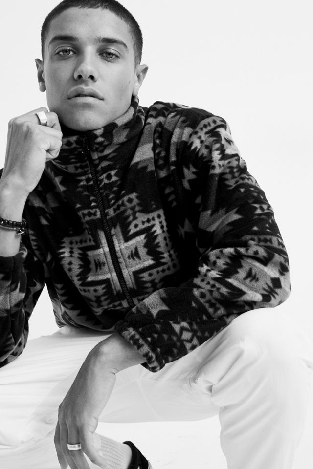 Black Mountain Apparel Black Geo Print Fleece Jacket #2