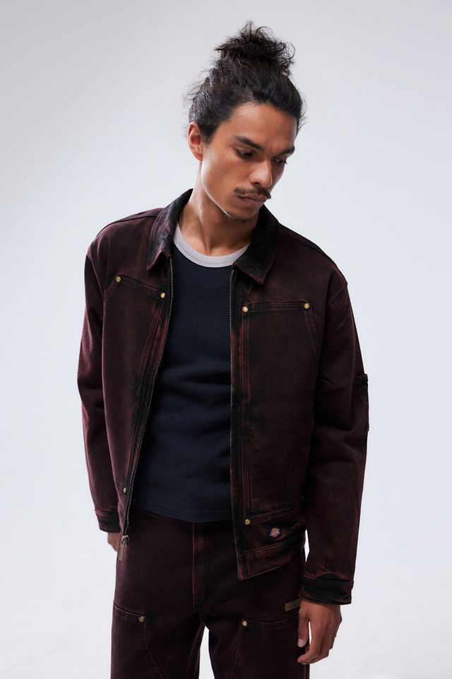 Dickies – Verwaschene Jeansjacke „Eisenhower“ in Rot Urban