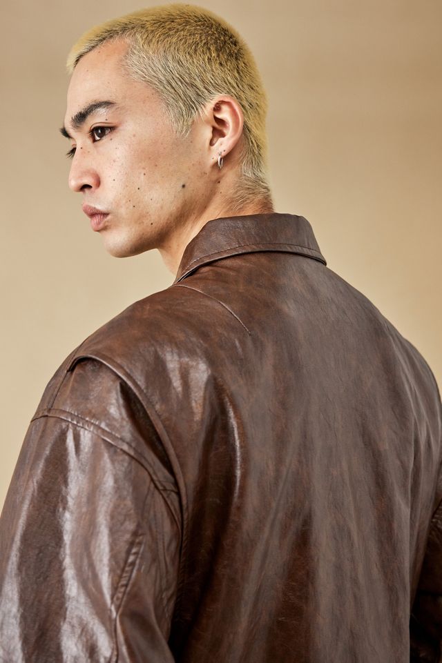 BDG Alfie Brown Faux Leather Flight Jacket #3