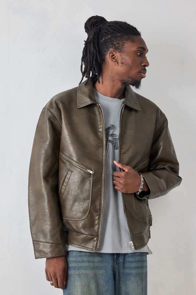 Long sleeve leather jacket sale