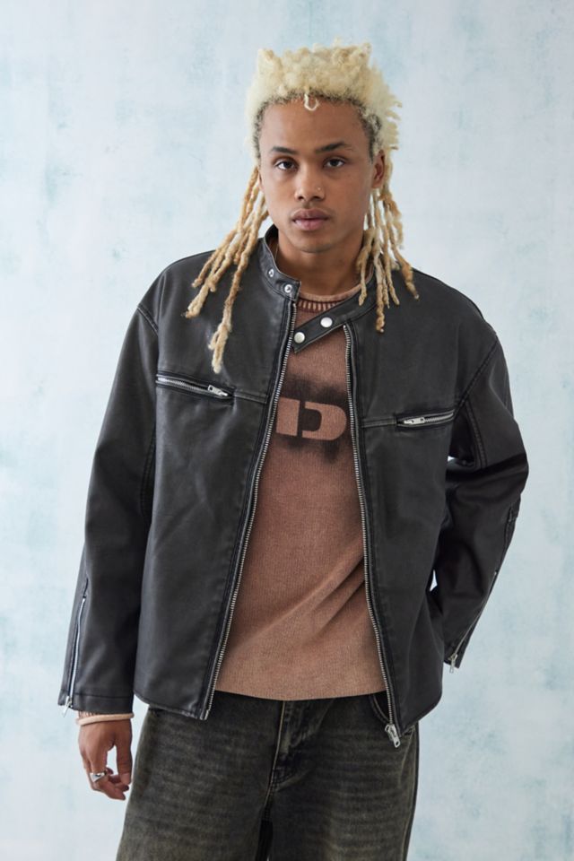 Faux biker shop jacket mens