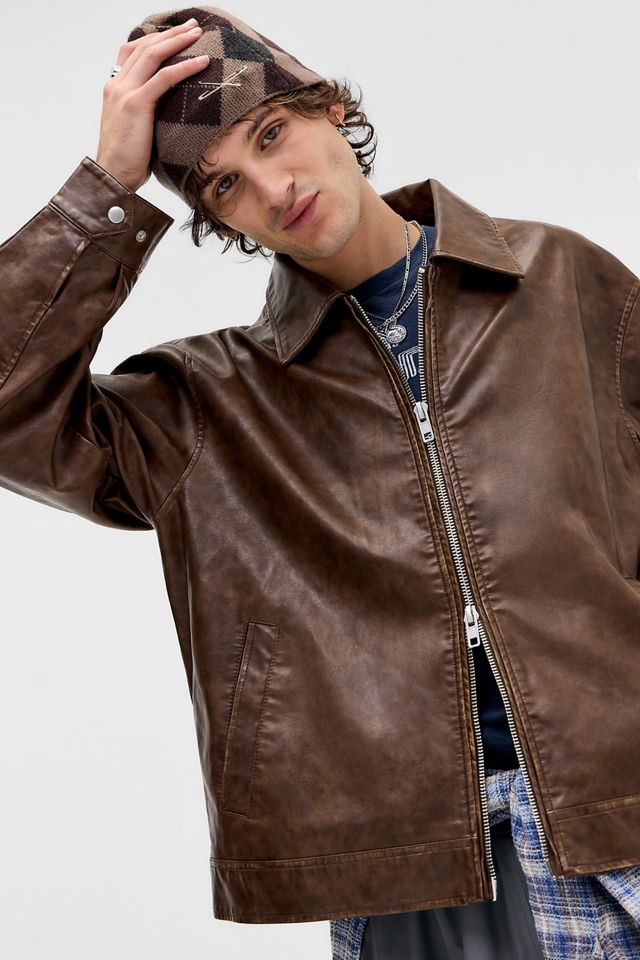 Chaqueta de Cuero Sintético Nicolai Marrón BDG #5