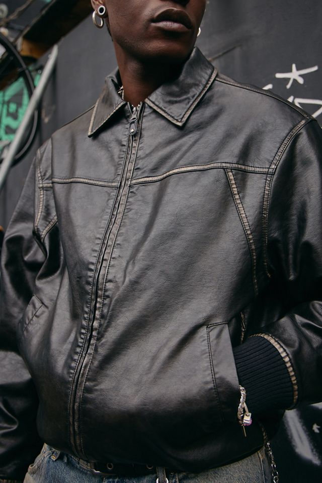Veste en simili cuir lavé noir BDG Jerry #3