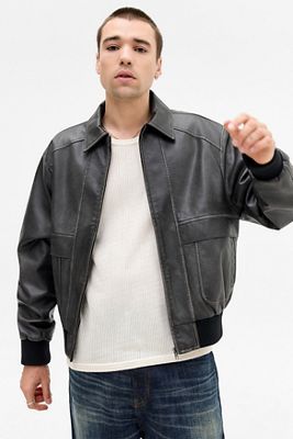 BDG Kyle Faux Leather Bomber Jacket