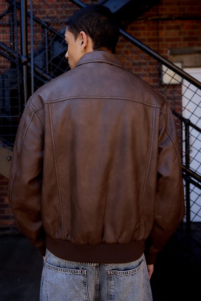 BDG Kyle Faux Leather Bomber Jacket #3